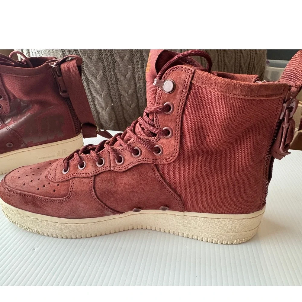 Nike Special Field Air Force 1 Mid Burgundy Canvas Suede Sneakers Men's 11